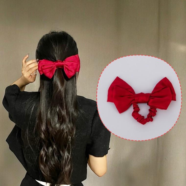 곱창머리끈 왕리본 곱창밴드 머리끈 레드 리본머리끈