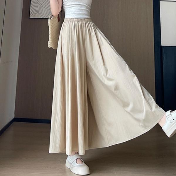 여성 쿨링 롱와이드 플레어 치마바지 4color   여름 체형커버 밴딩 와이드 치마바지