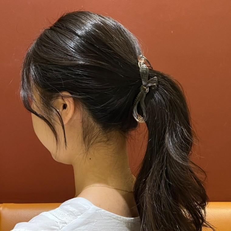 리본바나나핀 반묶음 빗살 리본 바나나핀 투명 바나나삔