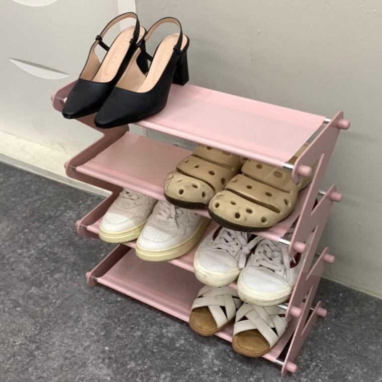 실내화거치대 조립식 현관 슬리퍼 신발정리대 핑크 거실화거치대