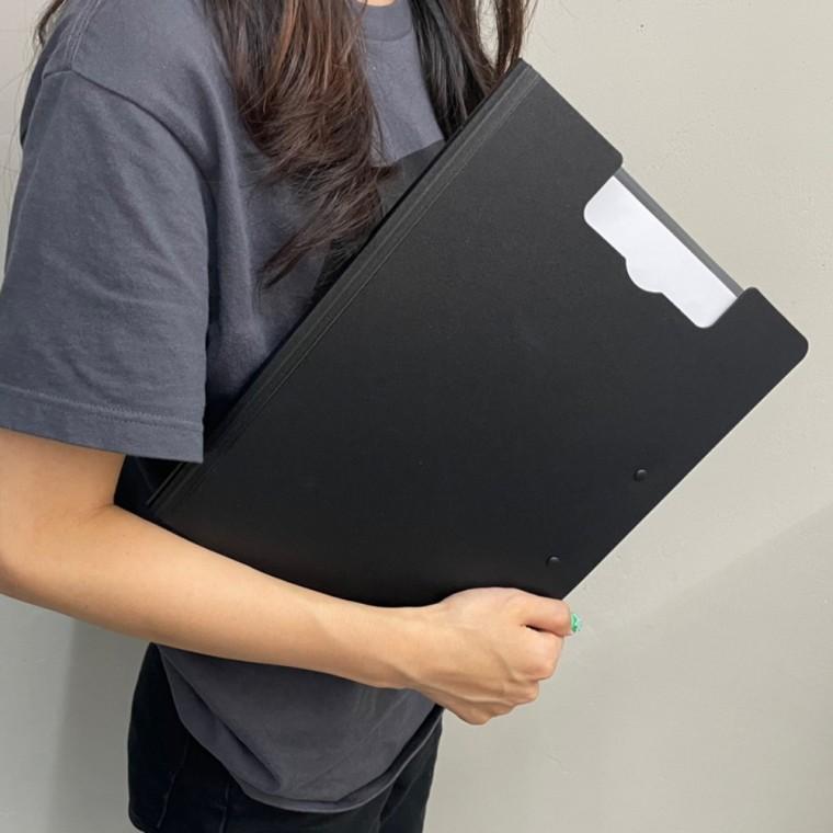 클립판 덮개형 양방향 클립보드 서류판 A4 블랙 결재판
