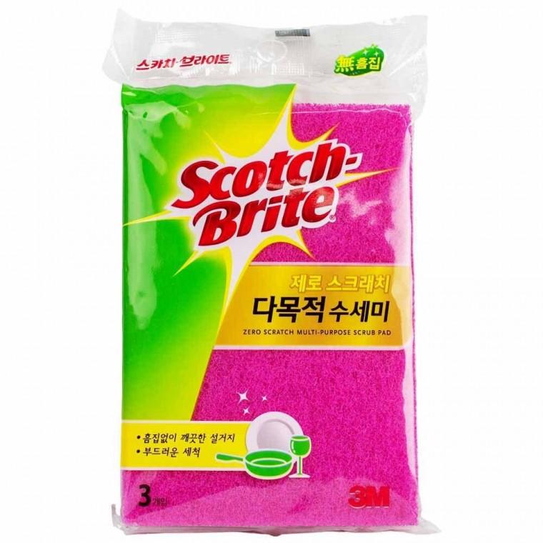스카치브라이트 제로 스크래치 다목적 수세미 3개입