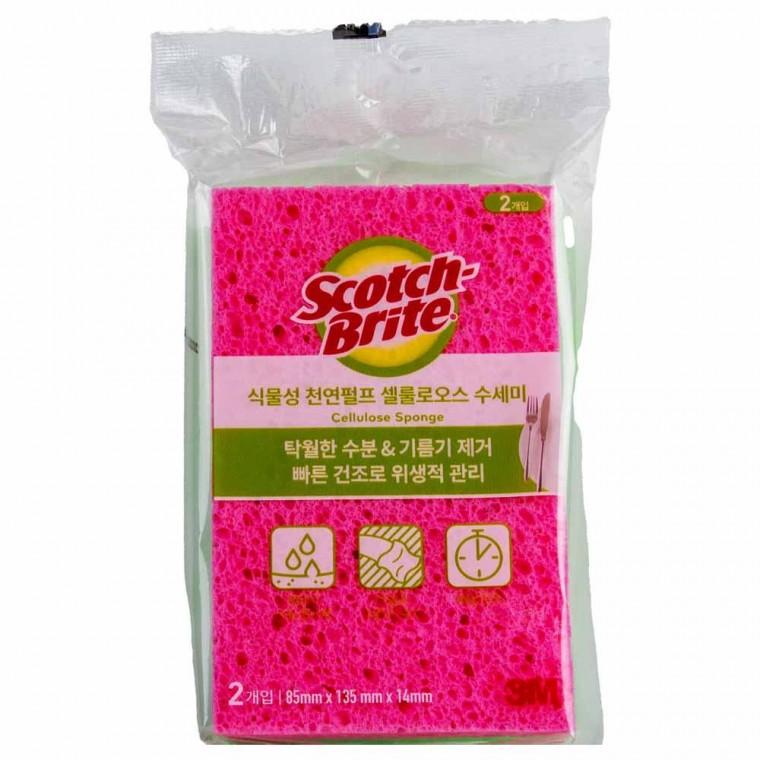 스카치브라이트 천 연 펄프 셀룰로오스수세미 2개입