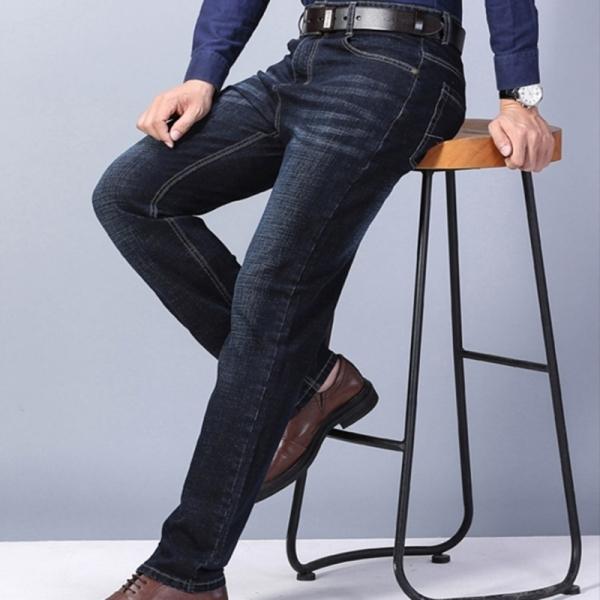 남성 데일리 스트레이트 슬림핏 스판 블랙진 청바지