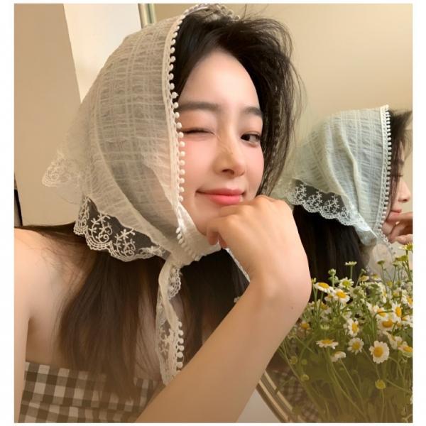 [BBT4] 레이스 스카프 쁘띠 반다나 가방 손잡이 승무원 목스카프 코디