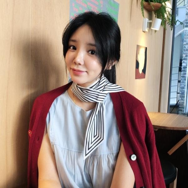 스트라이프 타이스카프 130cm 화이트 롱타이 목 스카프