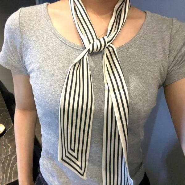 스트라이프 롱스카프 130cm 아이보리 쁘띠 스카프