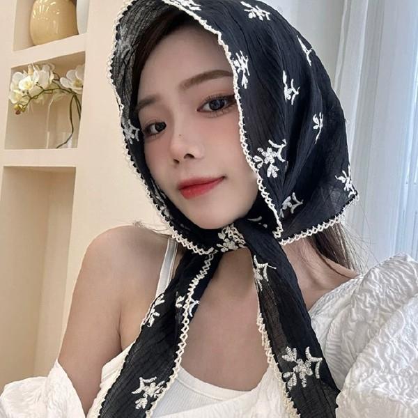 [이거찜] 독보적인 자수 쁘띠 스카프 프릴 예쁜스카프 빈티지