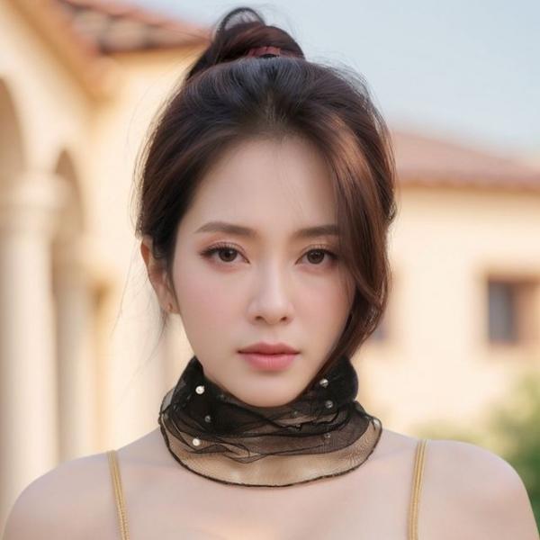 쉬폰 진주 넥스카프 메쉬 스카프