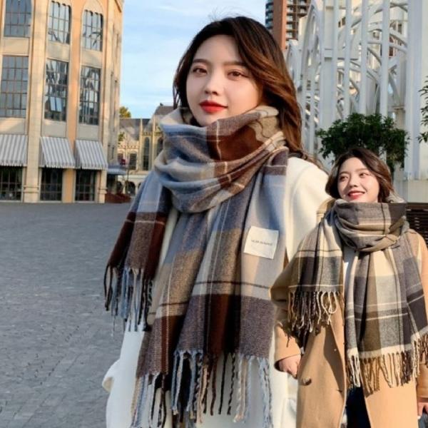*당일배송* 남녀공용 체크 라벨 롱머플러 목도리 스카프