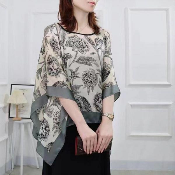 패션 여성 여름 상의 스카프 쉬폰 시스루 블라우스 셔츠 선블라우스 린넨 꽃무늬 원피스