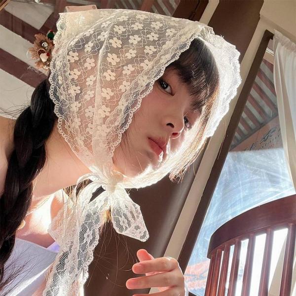 꽃무늬 레이스 헤어스카프 여성용 패션 소품 DD-13237