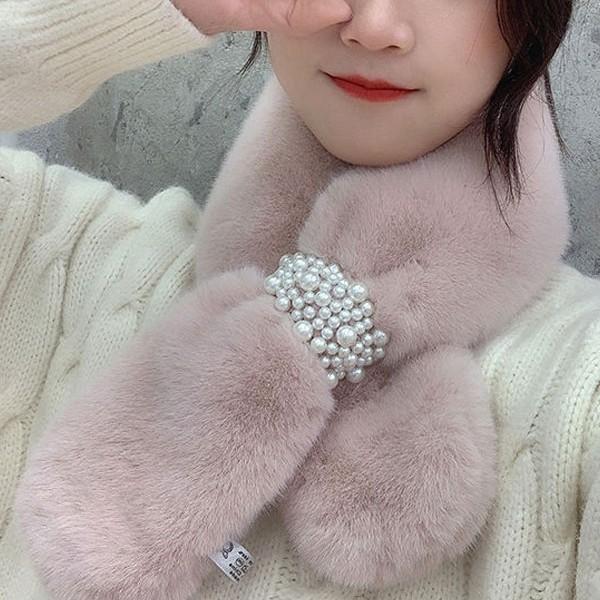 퍼 여성 머플러 진주 목도리 겨울 스카프 워머