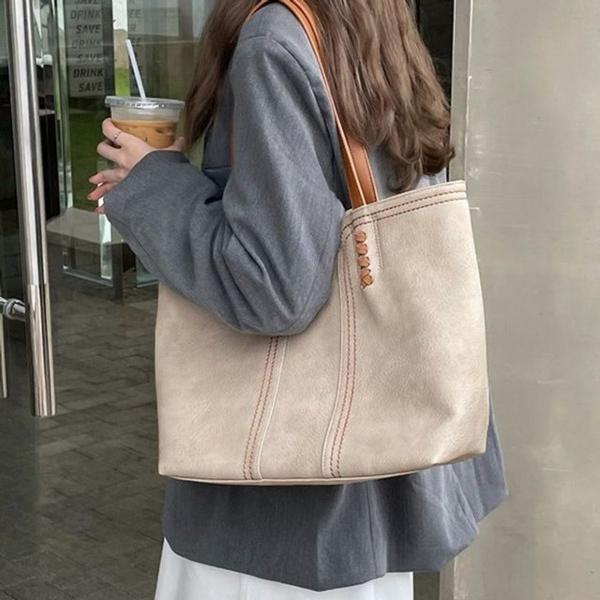 스티치 포인트 빅사이즈 데일리 쇼퍼 토트백 5FWY