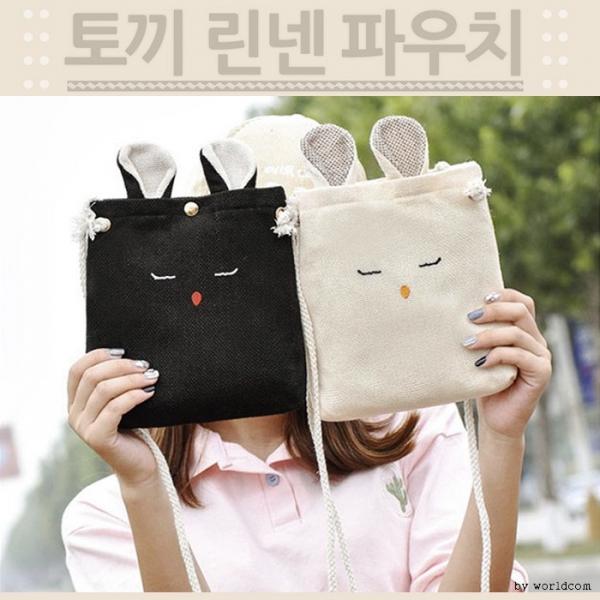 [월드온]J2 토끼린넨파우치 미니백 크로스백 가방 핸드백