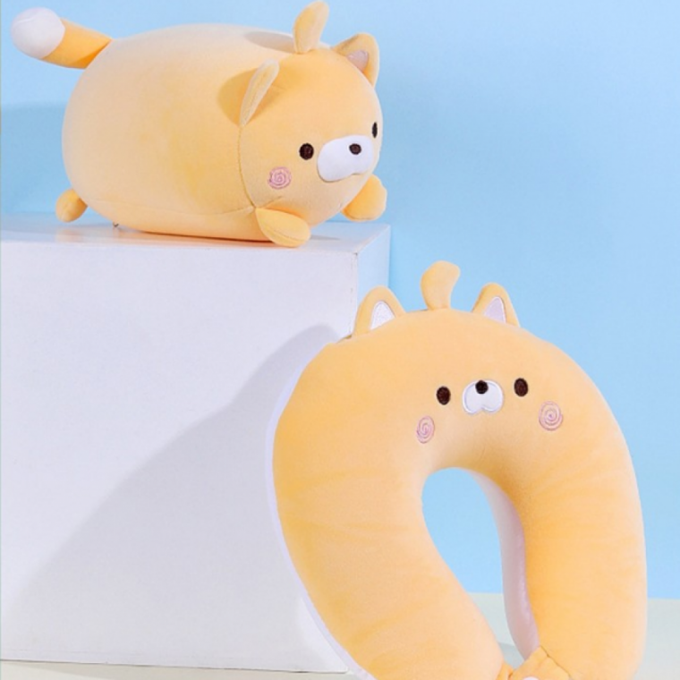 U형 차량용 목쿠션 비행기 고양이 목베개 휴대용 쿠션