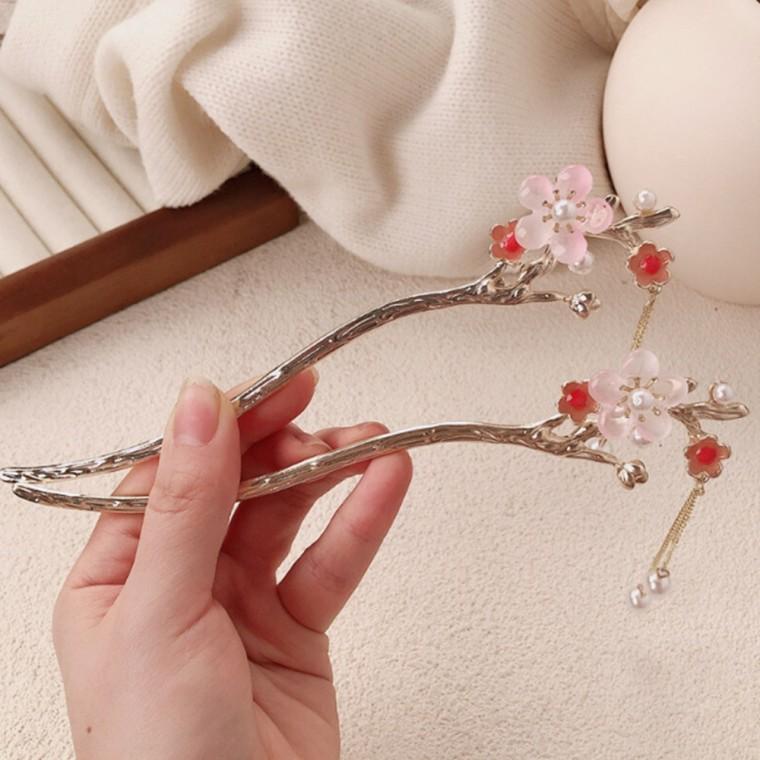 여성 여자 헤어 머리 비녀 다용도 멀티 꽃무늬 플라워 포인트 패턴 올림머리 한복 웨딩 악세사리 소품 용품