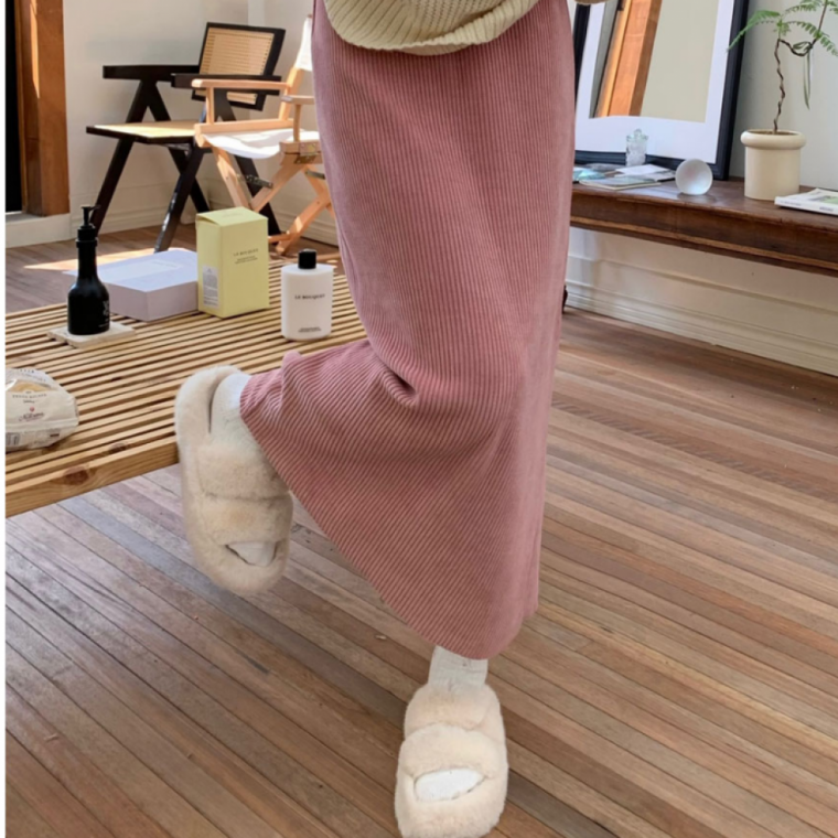 코듀로이 A라인 골덴 롱 밴딩 루즈핏 스커트 치마