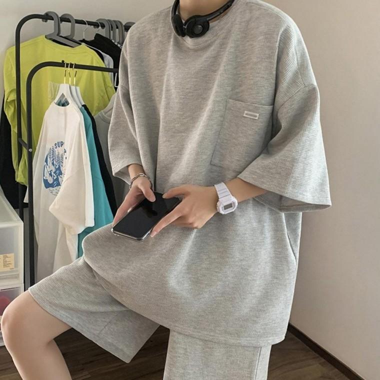 남성 여름 트레이닝 셋업 기본 반팔 반바지 상하 세트