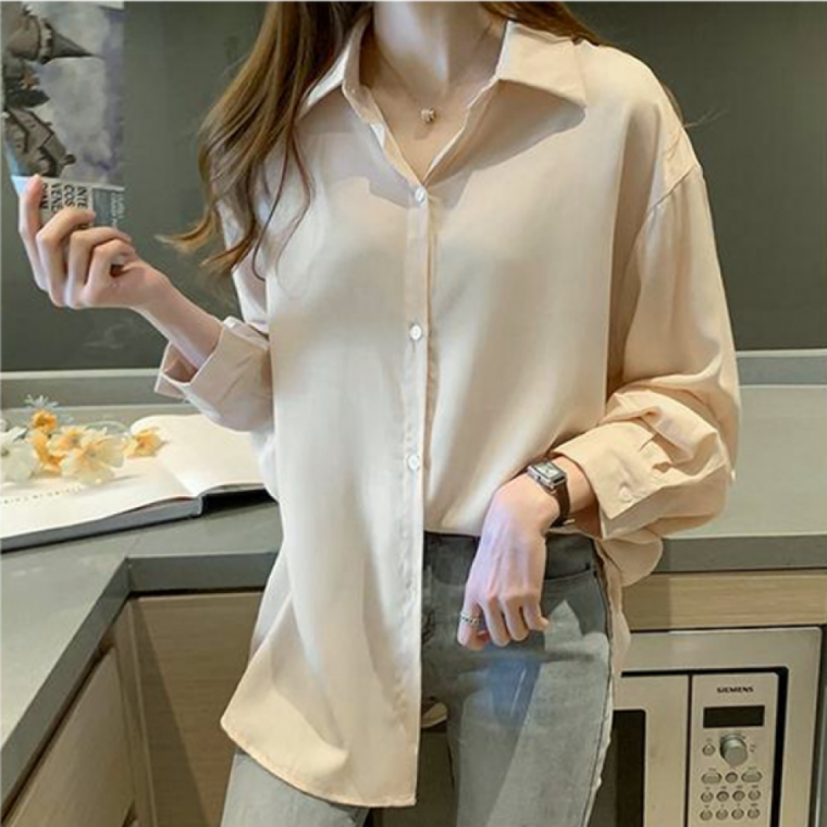 남방 루즈핏 여성 긴팔 카라 셔츠 블라우스 베이직