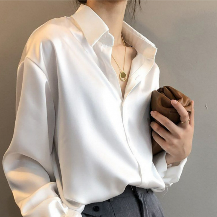 블라우스 새틴 가을 셔츠 카라 여성 봄 긴팔 오피스룩