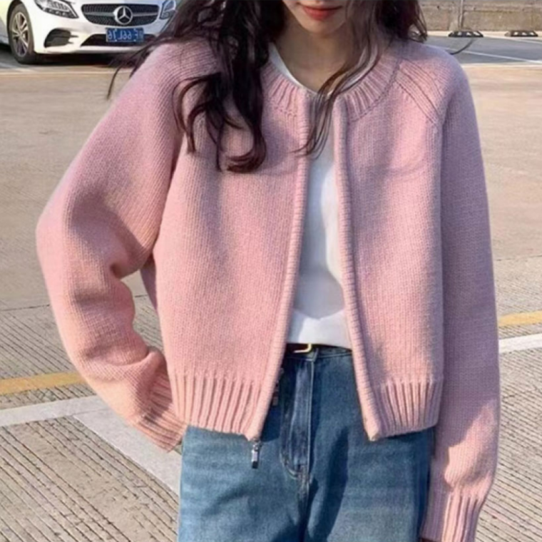집업 투웨이 캐주얼 간절기 아우터 여성 니트 점퍼