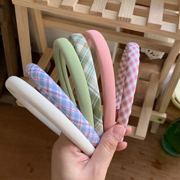 페브릭 통통 머리띠 6종 헤어띠 체크무늬 핸드메이드