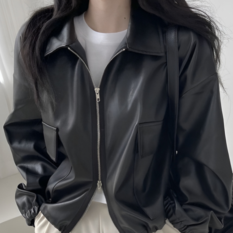 집업 점퍼 레더 여성 투웨이 데일리 자켓 캐주얼