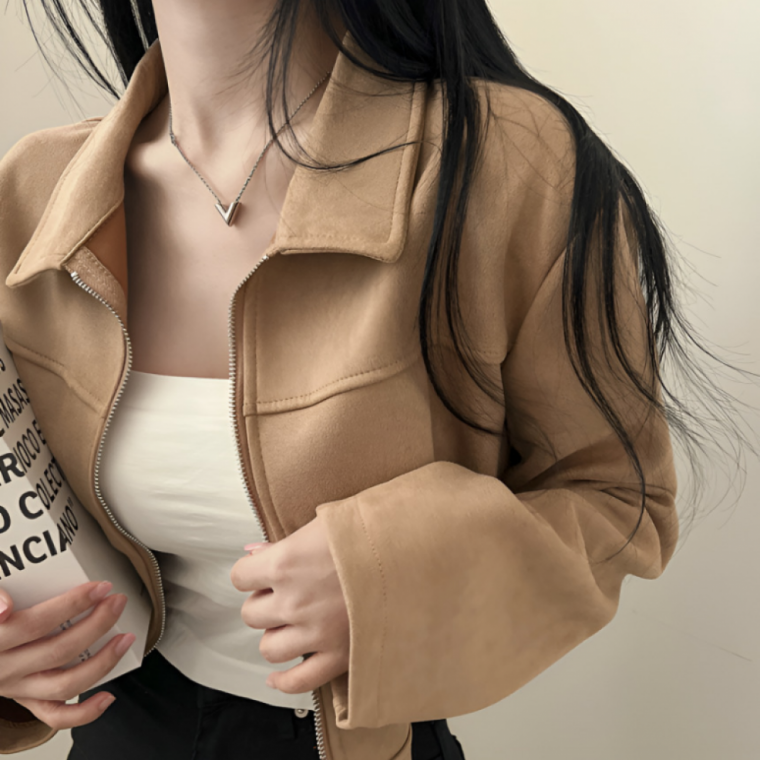 크롭 자켓 점퍼 여성 집업 재킷 캐주얼 스웨이드