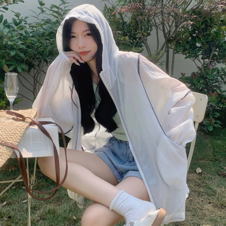 여성 후드 시스루 점퍼 바람막이 여름 루즈핏 간절기