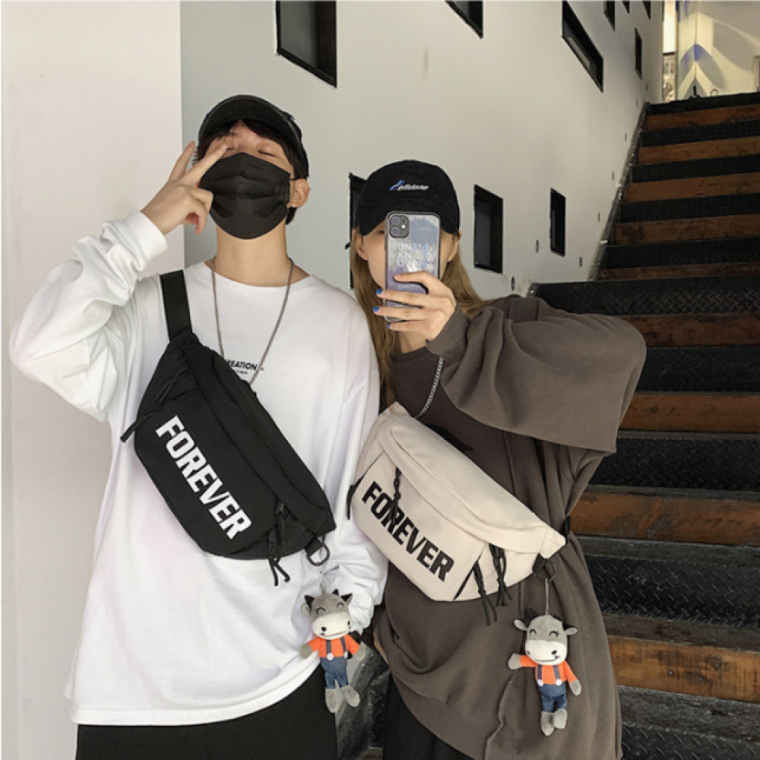 남녀공용 영문 슬링백 포에버 여행보조가방 크로스백