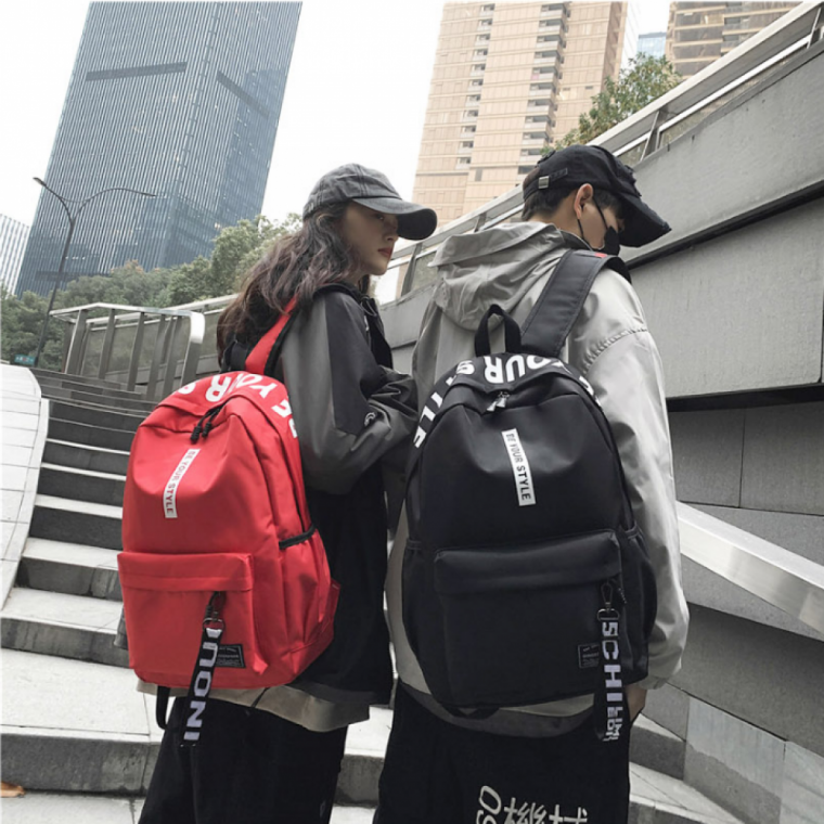 백팩 대학생 남녀공용 영문 가방 고등학생 스트랩