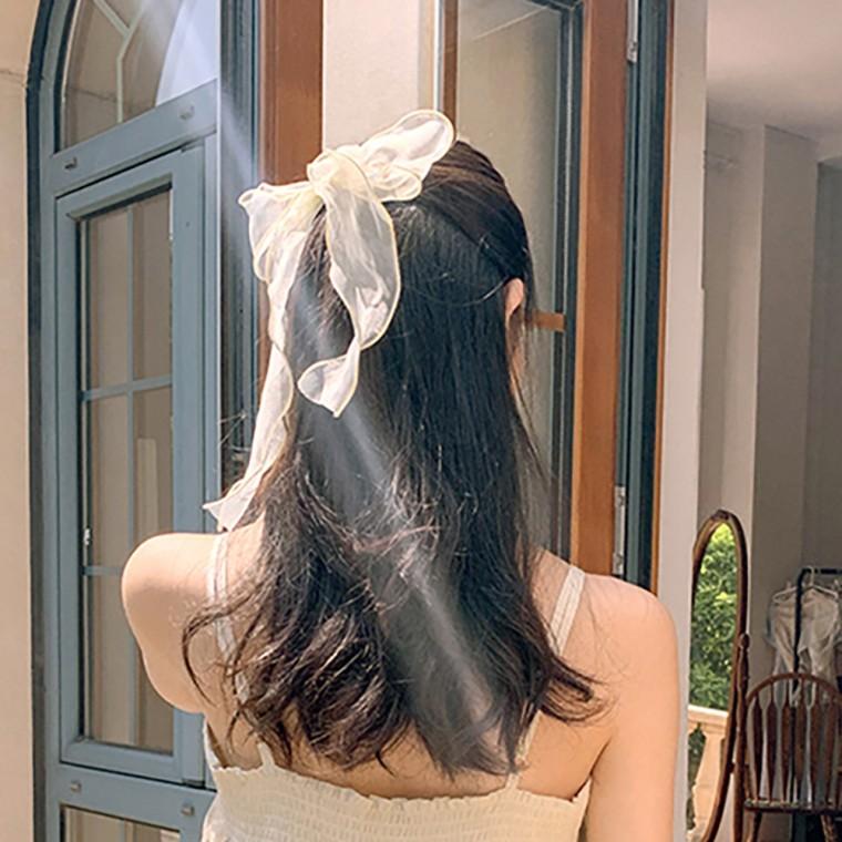 오간자 쉬폰 머리끈 4종세트 리본머리끈 헤어끈 쉬폰 공단리본