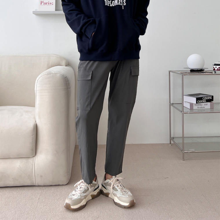 스판 남성 가을 카고 바지 캐주얼 봄 일자 팬츠 밴딩