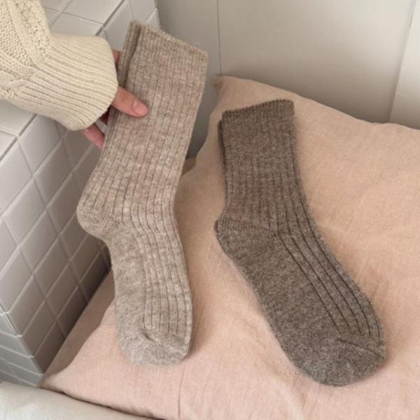 여성 골지 겨울 중목 양말 깔끔한 디자인 데일리 1켤레 포근한 보온 삭스