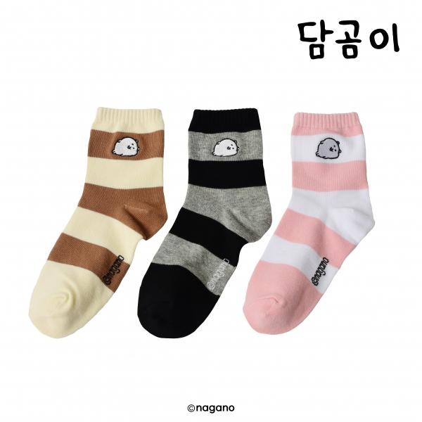 담곰이 자수 3족 양말세트