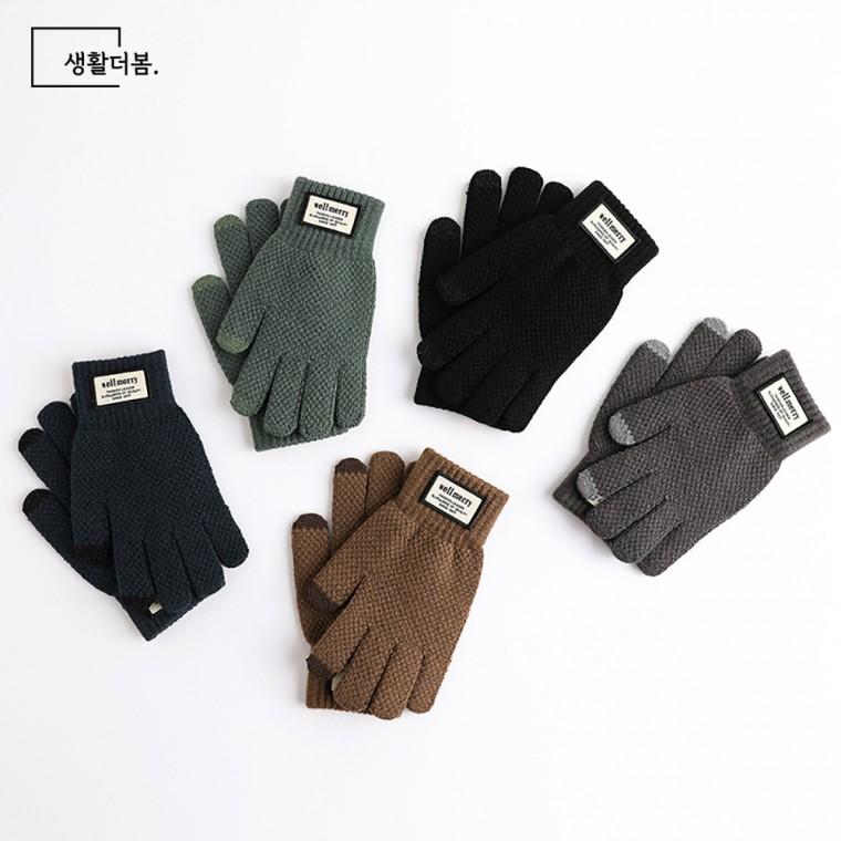 생활더봄 남녀공용 겨울 스마트폰 터치 커플 니트 장갑 5 color