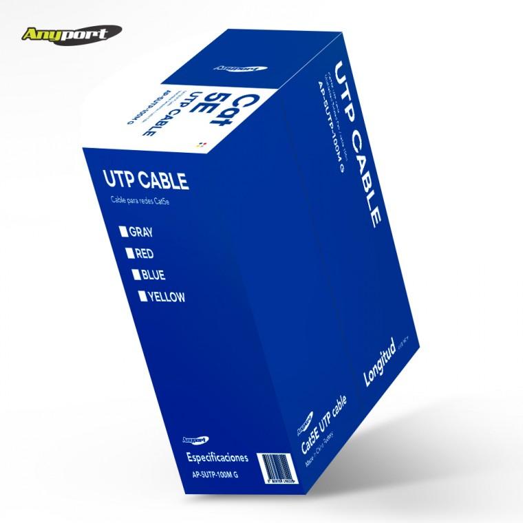 [애니포트]랜케이블 CAT.5E 단선 4Pair 100M 그레이 UTP케이블
