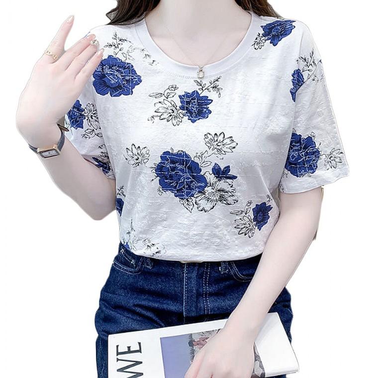 반팔티 유행 데일리룩 인기 여름 티셔츠 꽃무늬