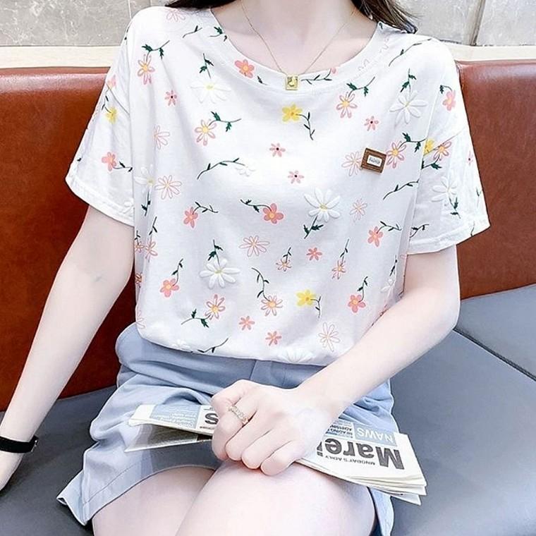신상 플라워 반팔티 티셔츠 데일리룩 루즈핏 여름
