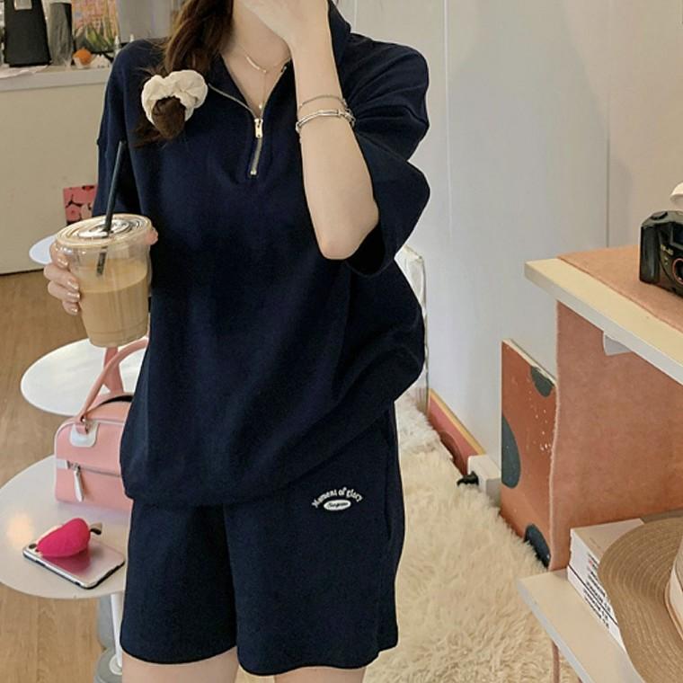 데일리룩 세트 여름 카라 여자 트레이닝복 츄리닝