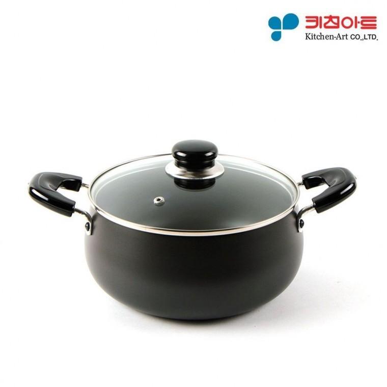 블랙 경질냄비 양수 24cm 국냄비 찌개 냄비세트 전골냄비