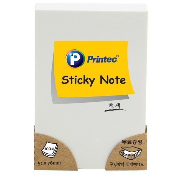 프린텍 파스텔 스티키 노트 백색 51x76mm 5176W
