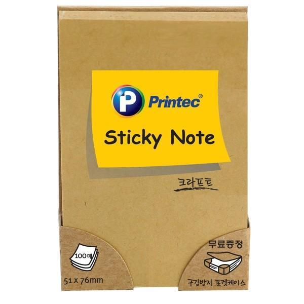 프린텍 파스텔 스티키 노트 크라프트 51x76mm 5176K
