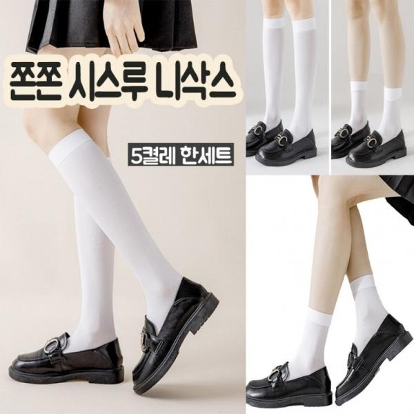 신상품 여성 여름 시스루 장목양말 니삭스 5켤레한세트