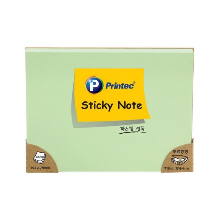 프린텍 파스텔 스티키 노트 연두 102x76mm 10276G