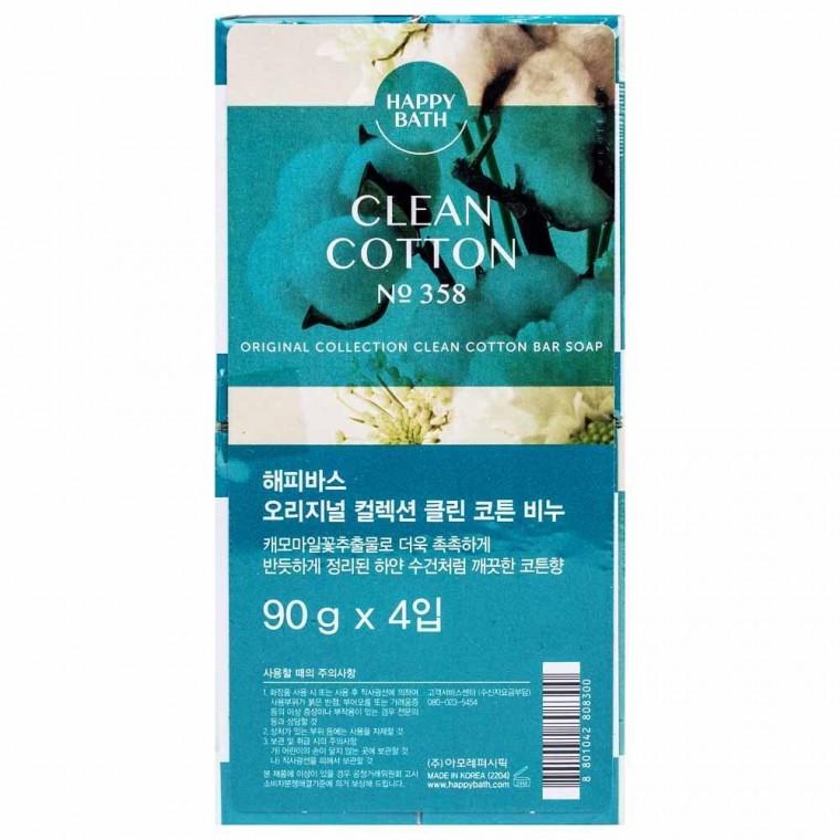해피바스 오리지널 컬렉션 클린 코튼 비누 90g x 4개입