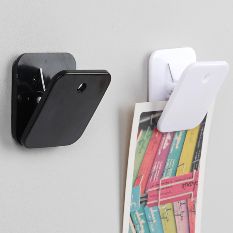 사각집게 부착형 투명 화이트 컬러 게시판 서류 집게