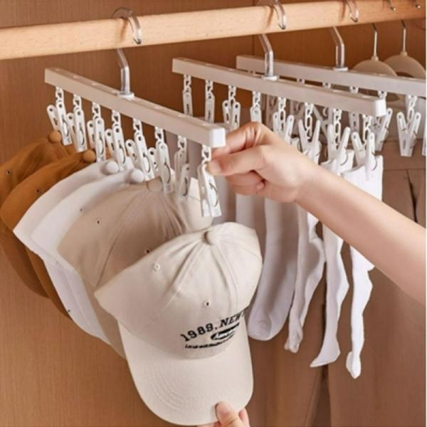 모자 정리 집게 걸이 공간 활용 행거 양말 수납 정리