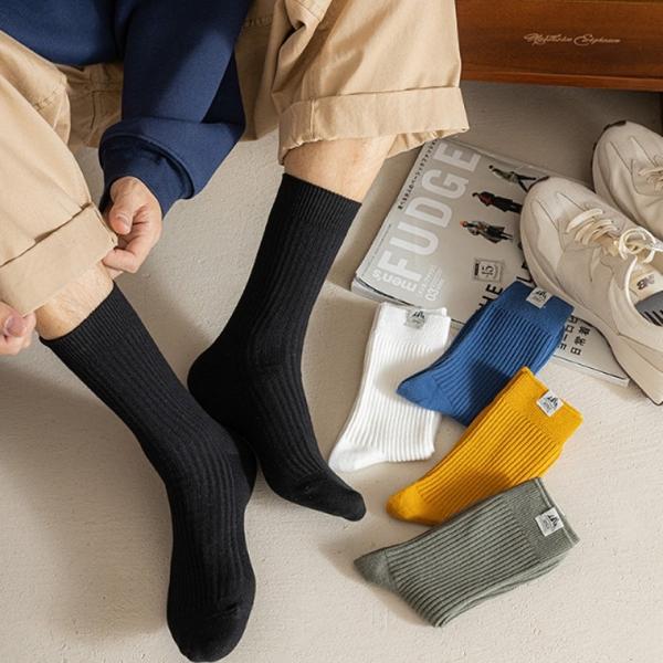 남성 남자양말 심플태그 중장목양말 사계절양말 면양말 학생양말